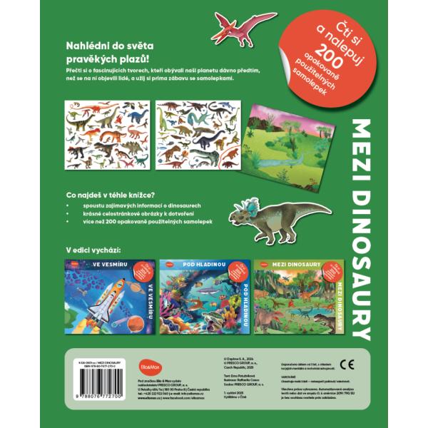 Čti a nalepuj – MEZI DINOSAURY, kniha se samolepkami