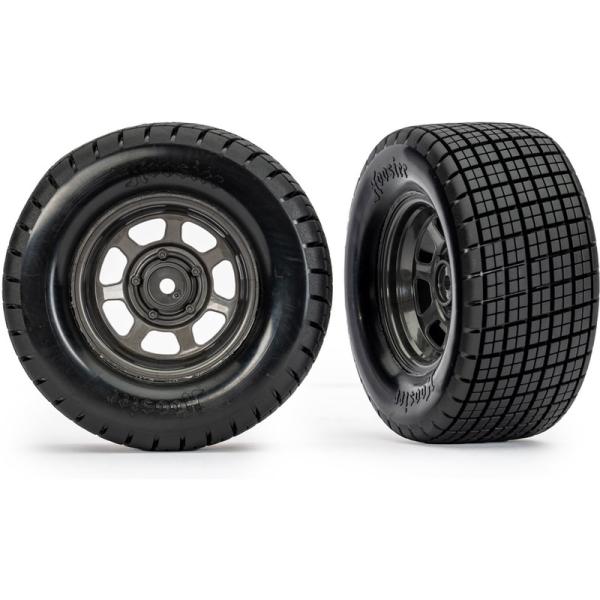 Traxxas rueda 2.2/3.0", disco dirt oval grafito gris, neumático Hoosier (2) (2WD trasero, 4WD)