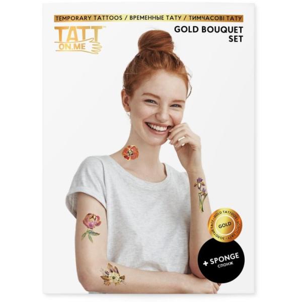 TATTonMe Metalické tetovačky pro ženy Kytice sada Gold