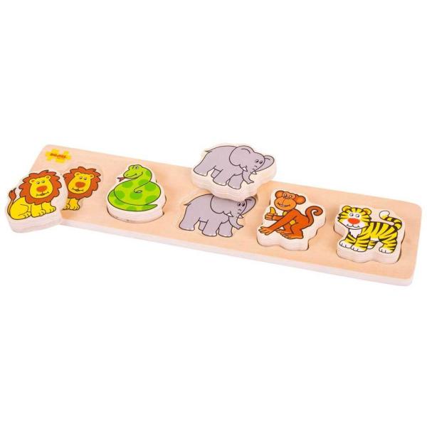 Bigjigs Baby Dřevěné vkládací puzzle safari