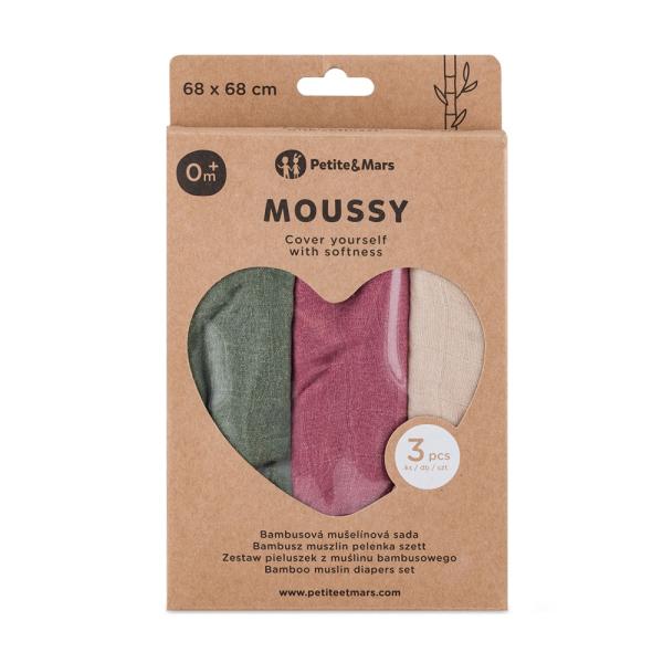PETITE & MARS Sada plen bambusová mušelínová 3ks Moussy Botanic Tones 68 x 68 cm (obrázek 5)