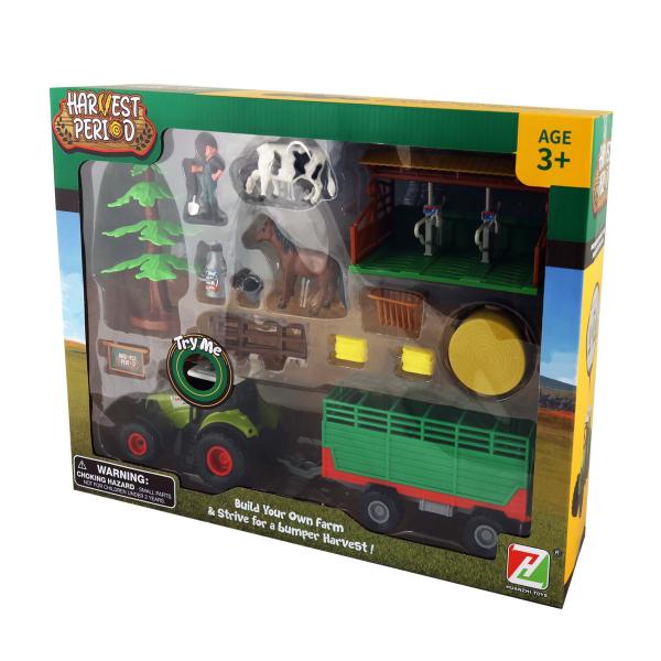 Traktor se zvukem a světlem s vlečkou a příslušenstvím