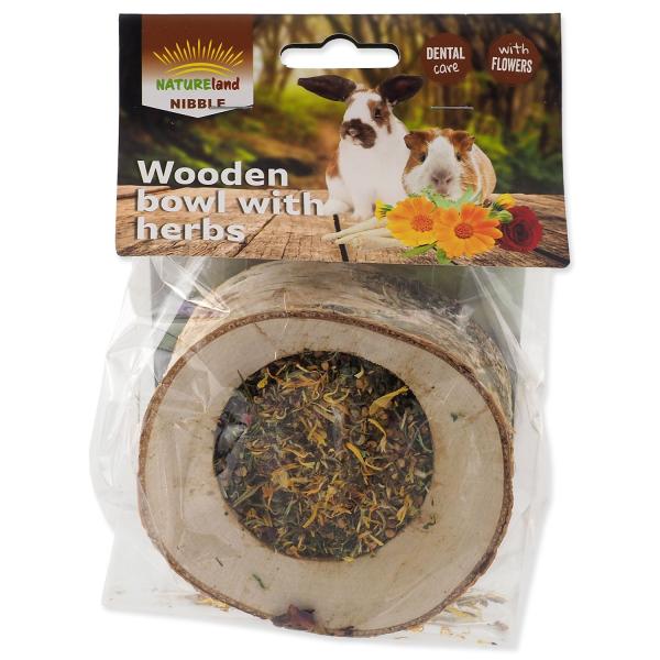 Pochoutka Nature Land Nibble miska plněná bylinkami dřevěná 120g (obrázek 3)