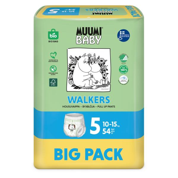 Kalhotky plenkové jednorázové 5 Maxi + 10-15kg 54ks Baby Muumi