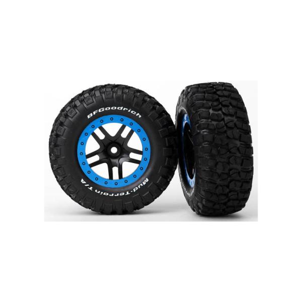 Traxxas kolo 2.2/3.0", disk SCT Split-Spoke černý-modrý, pneu KM2 (2)