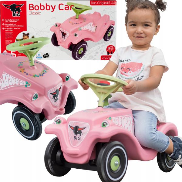 Big Auto odrážedlo BIG BOBBY CAR CLASSIC růžové s květinkami (obrázek 7)