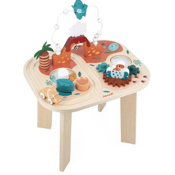 Janod Drevený motorický stolík Dinosaurus s aktivitami Dino