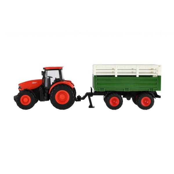 Traktor Zetor RC s vlečkou plast 42cm 2,4GHz dobíjecí pack + baterie se zvukem