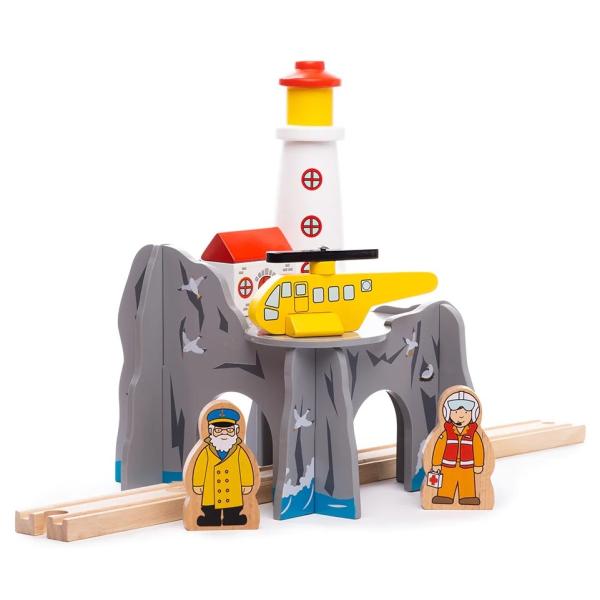 Bigjigs Rail Tunel s majákom a heliportom