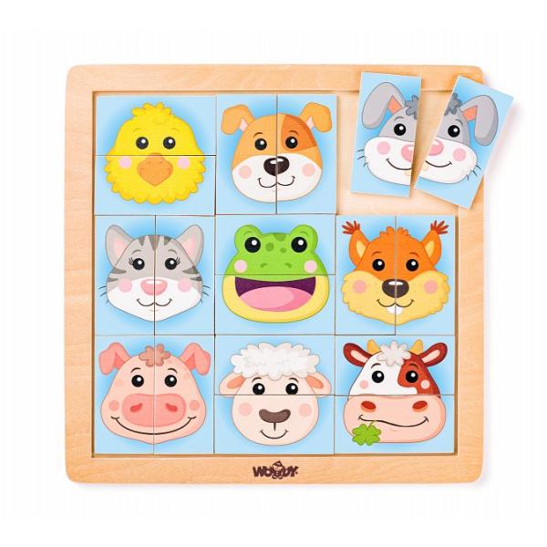 Woody Skládačka Zvířecí hlavičky – domácí