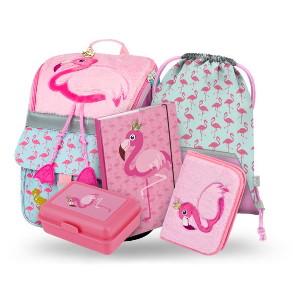 Baagl Set Di 5 Zaini Per La Scuola Da Ragazza, Zippy, Zaino Per La Scuola Primaria Con Cintura Toracica, Zaino Ergonomico Per La Scuola, Fenicottero, 37 Cm X 17 Cm X 28 Cm, Set Per La Scuola-image