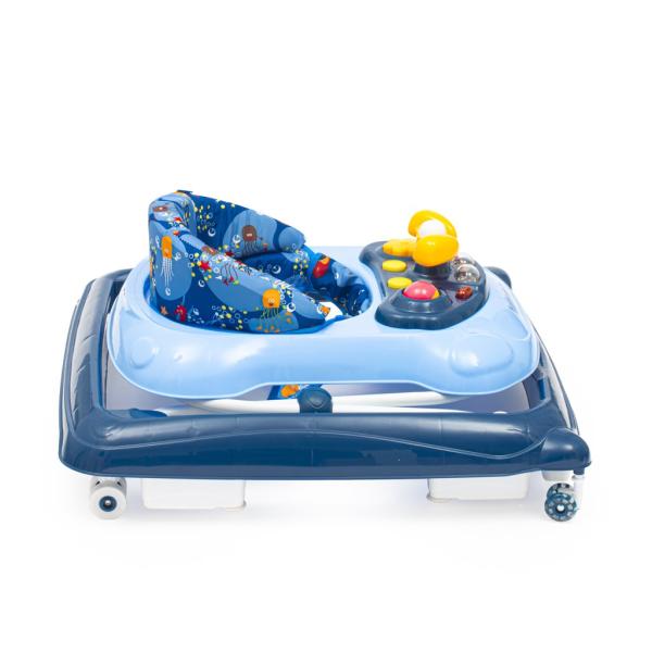 Dětské chodítko Baby Mix s volantem a silikonovými kolečky tmavě modrá (obrázek 4)