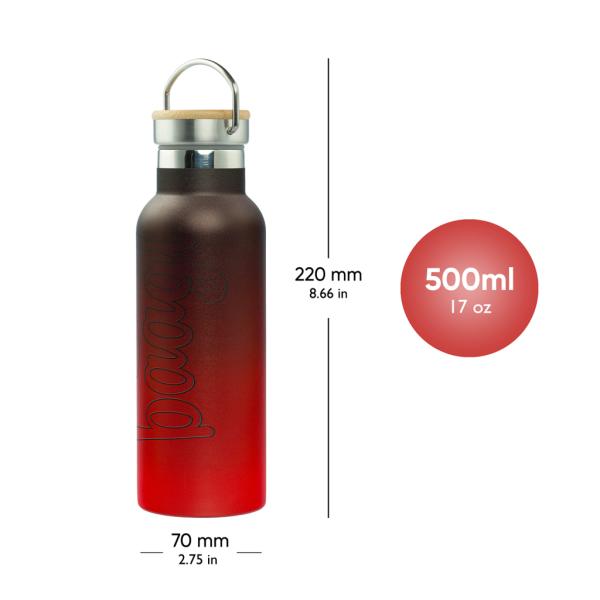 BAAGL Termolahev s bambusovým víčkem Gradient červeno-černá, 500 ml
