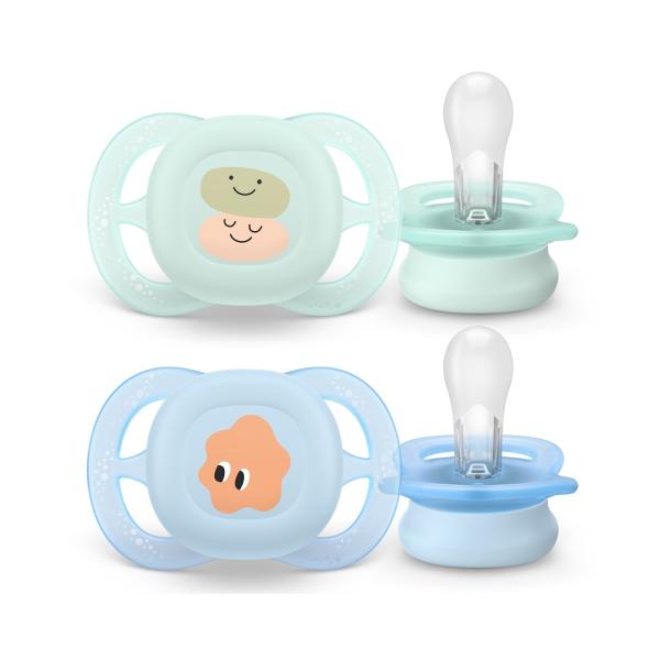 Philips AVENT Dudlík Ultrastart obrázek 0-2m chlapec 2 ks