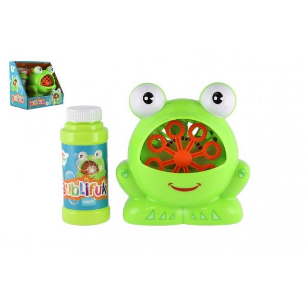 Bublifuk stroj žaba plast 11x13cm na baterie + náplně