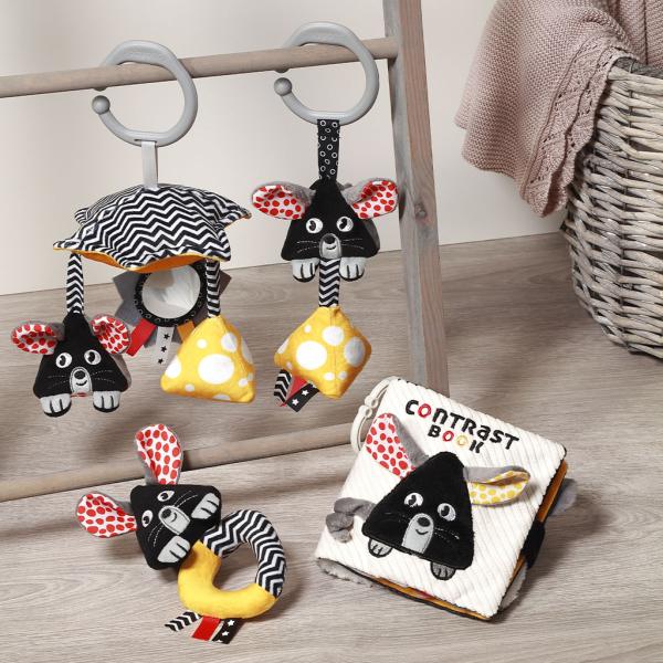 BABYONO Hračka závěsná kontrastní na C kroužku Mouse 0 m+ (obrázek 8)