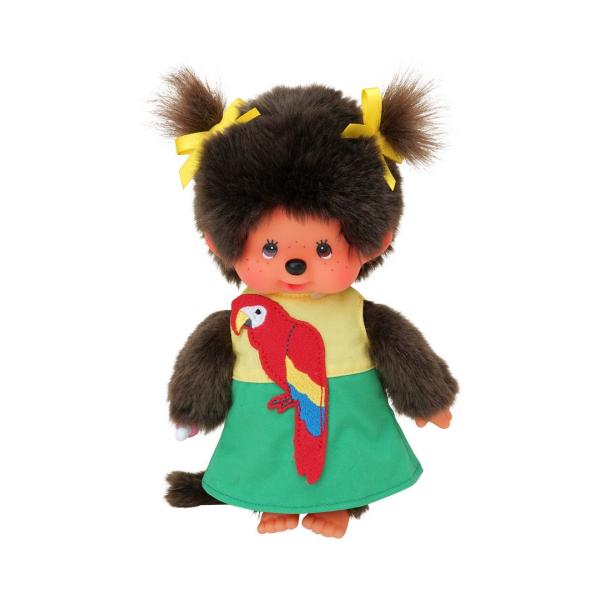 Monchhichi Mončiči dievča v šatách s papagájom 20cm