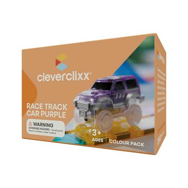 Cleverclixx Pista de Carreras Magnética – Cochecito Morado – 1 ud
