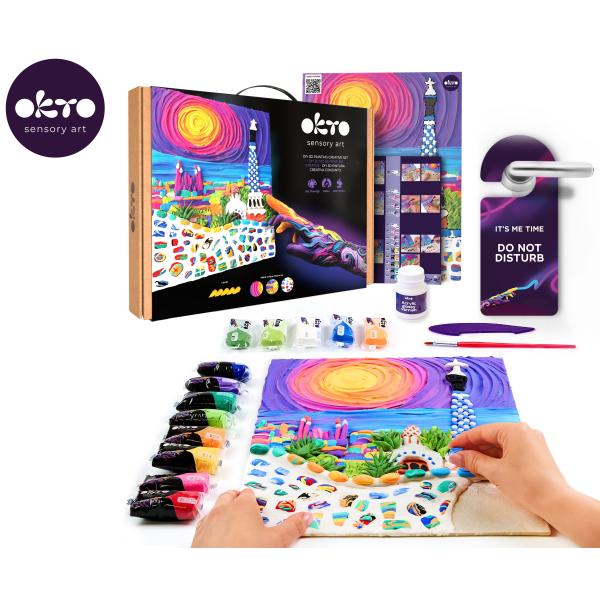 OKTO Malování hmotou motiv „#Park Guell – Barcelona“ 30×40 cm