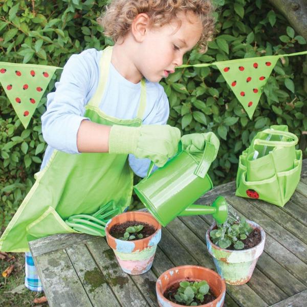Bigjigs Toys Zahradní set nářadí v plátěné tašce zelený (obrázek 3)