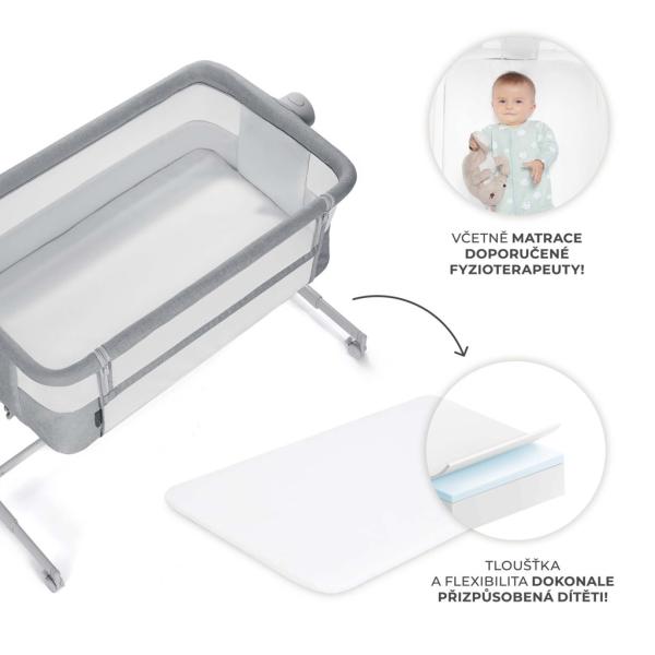 KINDERKRAFT Postýlka dětská polohovatelná Nestee Up2 Full Light Grey (obrázek 6)