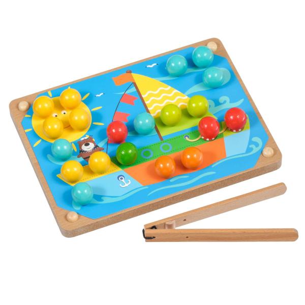 Lucy & Leo 321 Mozaika s pinzetou a vyšívání – dřevěný herní set s předlohami