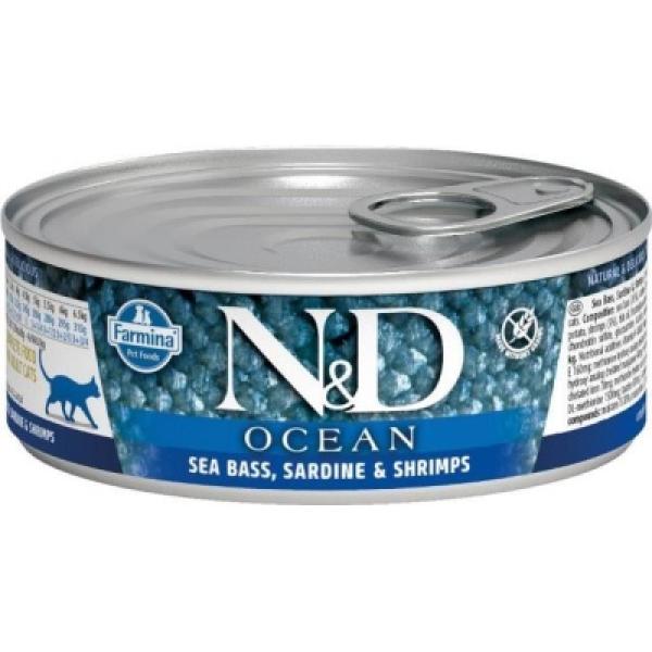 N&D CAT OCEAN TUNA, SARDINE & SHRIMP 70 GR