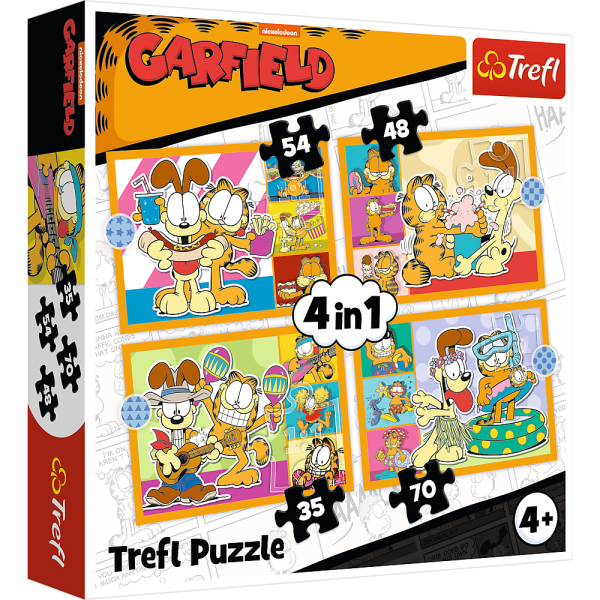 Trefl Puzzle 4v1 Garfield zbožňuje lasagne
