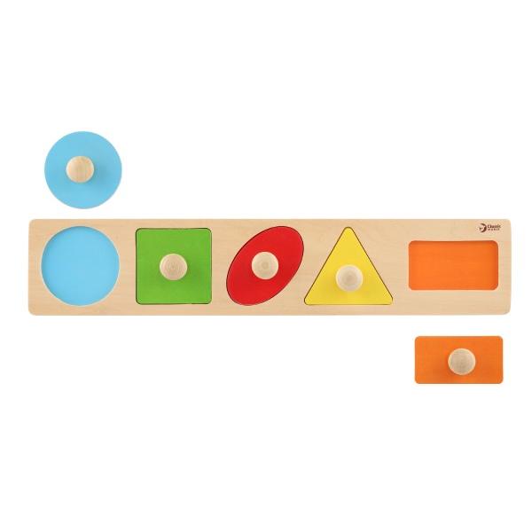 Vkládačka 5ks dřevo geometrické tvary pro nejmenší