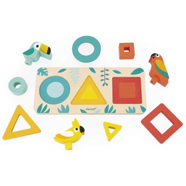 Janod Dřevěná vkládačka Ptáci Tropik (obrázek 3)