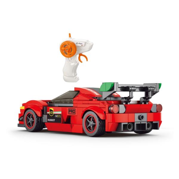 Stavebnice Auto červené RC na dálkové ovládání 17 cm 279 dílů