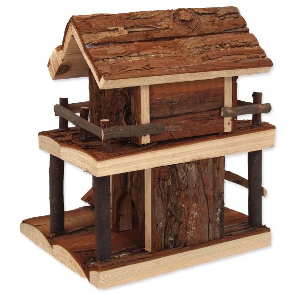 Domeček Small Animals dřevěný jednopatrový s kůrou 17x15x20cm