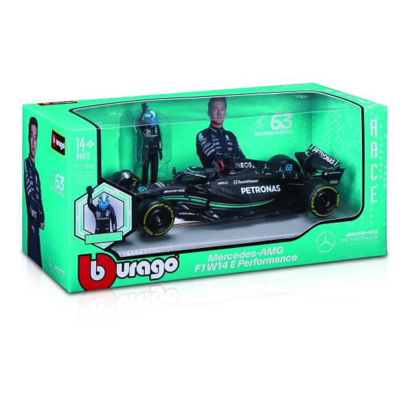 Bburago 1:24 RACE Formula F1 - Mercedes-AMG F1 W14 E (2023) #44 Lewis Hamilton con pilota