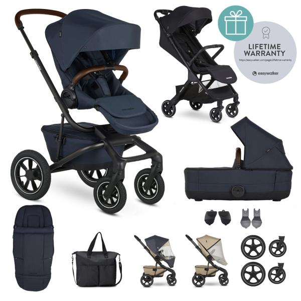 EASYWALKER Kombinovaný kočárek Jimmey Indigo Blue XXL AIR + RWS + Jackey Shadow Black