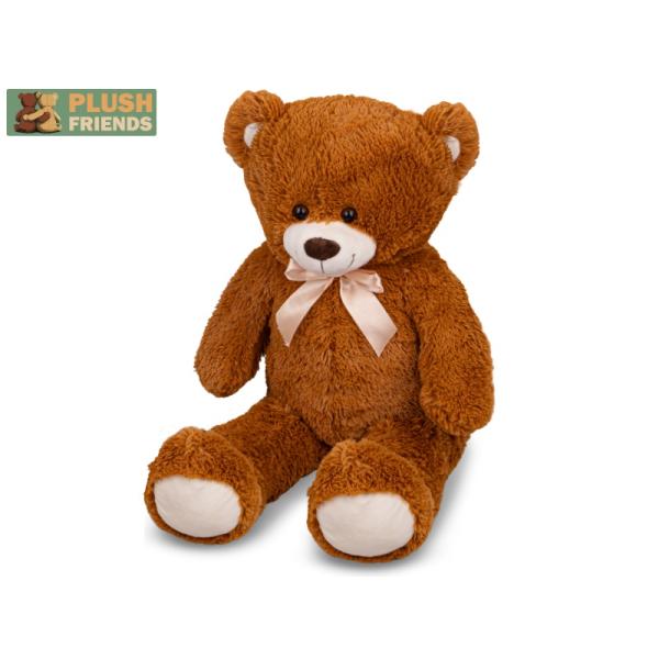 Plush Friends medveď plyšový 80cm tmavo hnedý s mašľou
