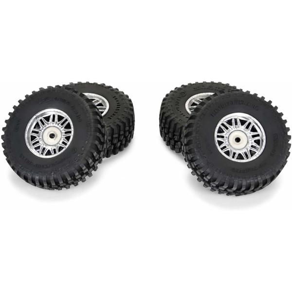 Pro-Line koleso s pneu 1:18 Flat Iron H12mm, disk chróm Diablo (4): Typhon Grom