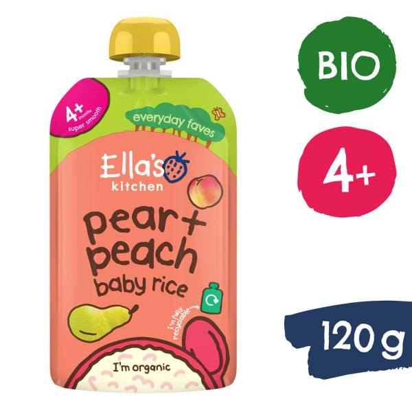 Ella's Kitchen BIO Detská ryža, hruška a broskyňa (120 g)