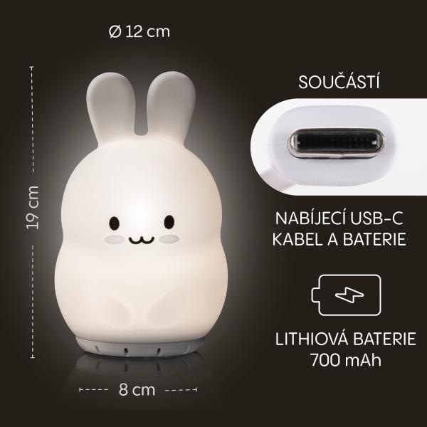 Silikonová noční LED lampička s hudbou velikosti L, Rabbit (obrázek 9)