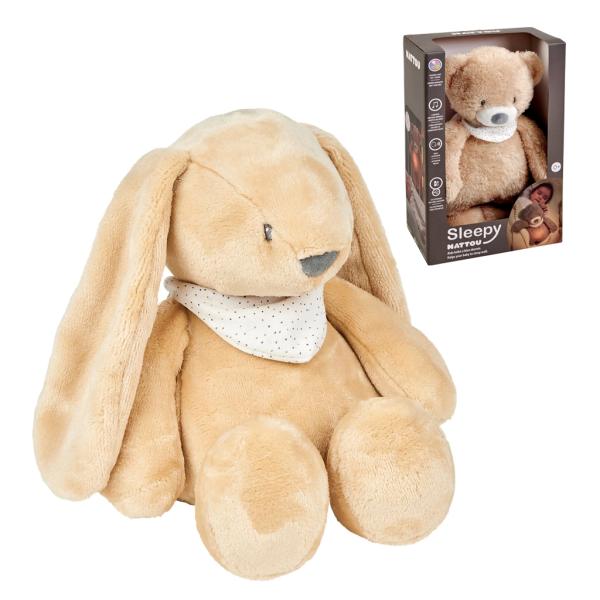 NATTOU Uspávačik plyšový hudobný so svetielkom a senzorom plaču 4v1 Sleepy Bunny Pale Brow