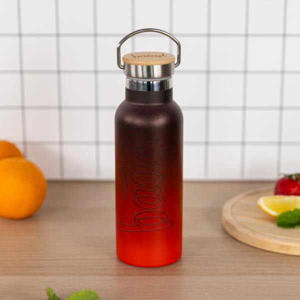 BAAGL Termolahev s bambusovým víčkem Gradient červeno-černá, 500 ml