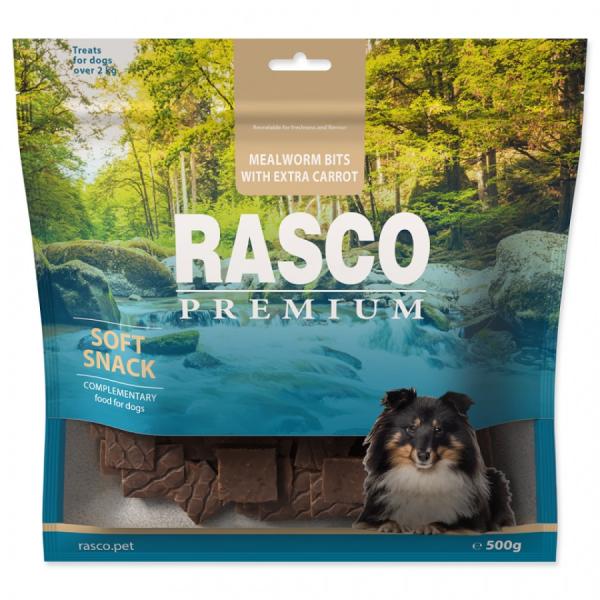 Pochúťka Rasco Premium múčne červy a extra mrkvou 500g