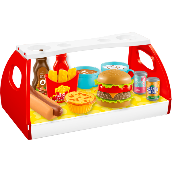 Set fast food - hamburger e hot dog con contorni