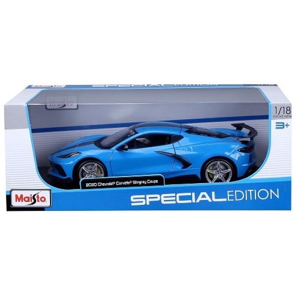 Maisto – 2020 Chevrolet Corvette Stingray Coupé (High Wing), modrý, 1:18