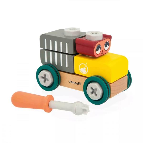Janod Bricokids Juego De ConstruccióN De Madera Coche Con Herramientas Oso 25 Piezas-image