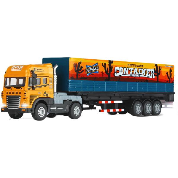 Auto trattore metallico con container con effetti 40 cm