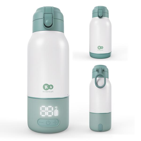 KINDERKRAFT Cestovní ohřívač mléka a termoska 2v1 Gaja Green