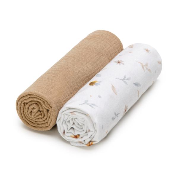 T-Tomi Bio Plienky mušelínové 65x65 cm, 2 ks, Bee