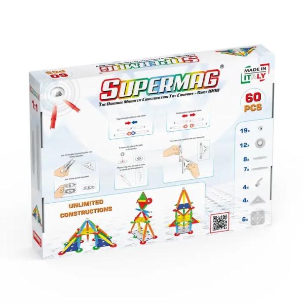 SUPERMAG magnetická stavebnice Multicolor 60ks