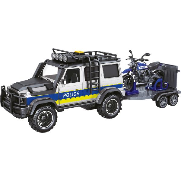 CITY SERVICE CAR - 1:14 - Auto della polizia con rimorchio e moto (con suoni e luci)
