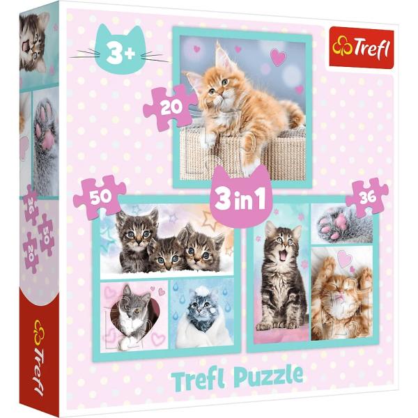 Puzzle 3v1 - Milá domácí zvířátka / Trefl